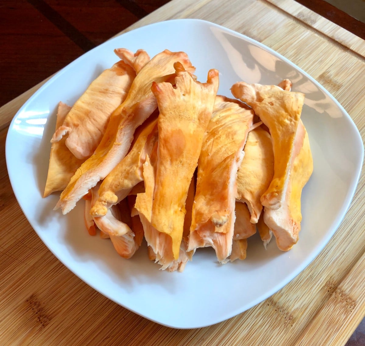 Chcicken of the woods prepared beore using it in a recipe.